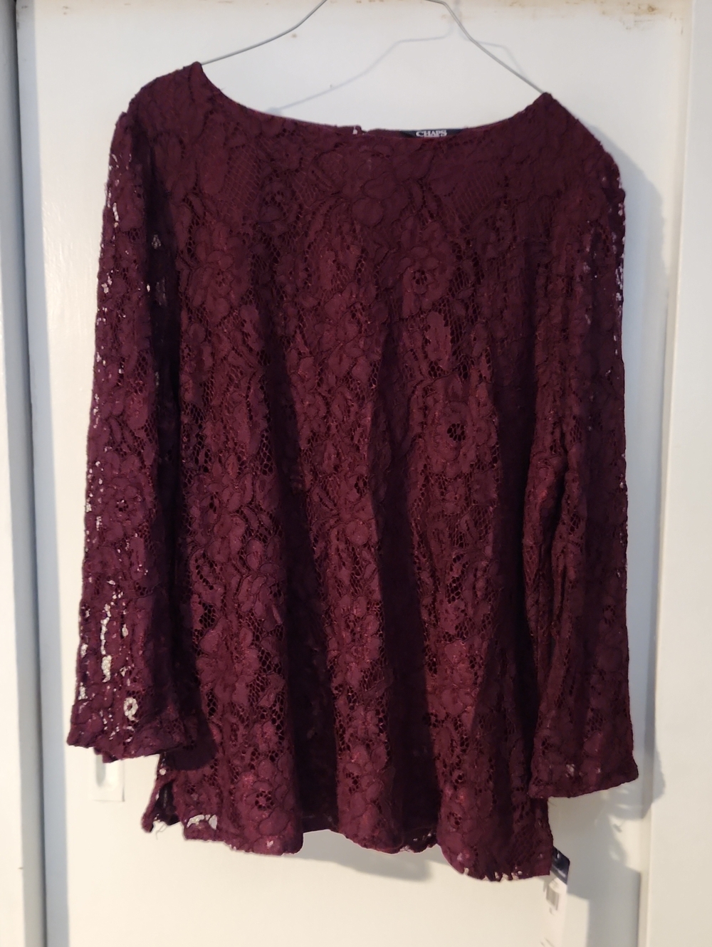 Chaps Women's Wine Lace Floral Top Xlarge